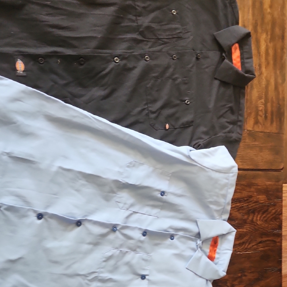 Dickies Casual Button Down Shirts in Black and Light Blue
